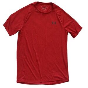 Under Armor Mens S Red The Tech Tee Crew Neck Short Sleeve Washed Only Not Worn